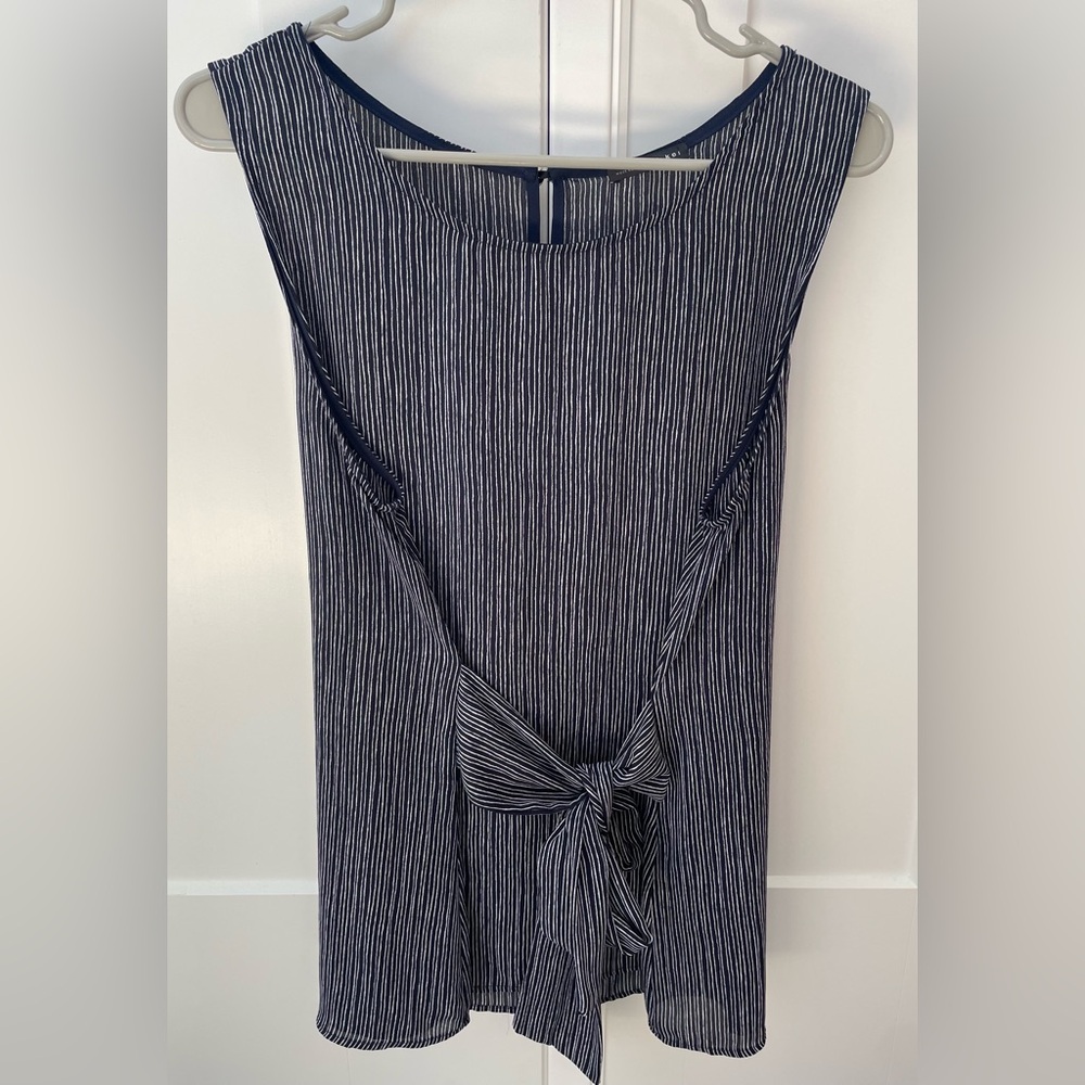 West Kei Carey tie front blouse sleeveless blue white stripes XL - Picture 2 of 9